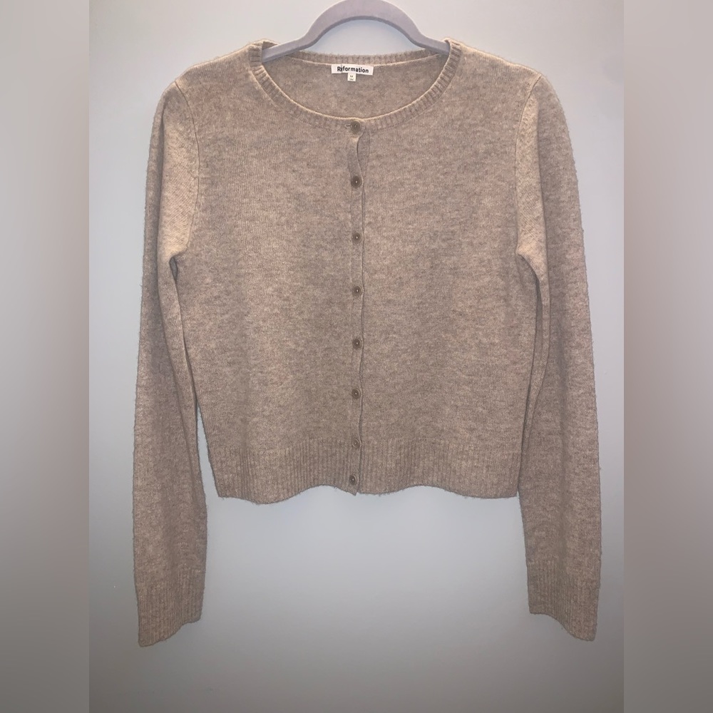 Reformation Cashmere Cardigan Beige